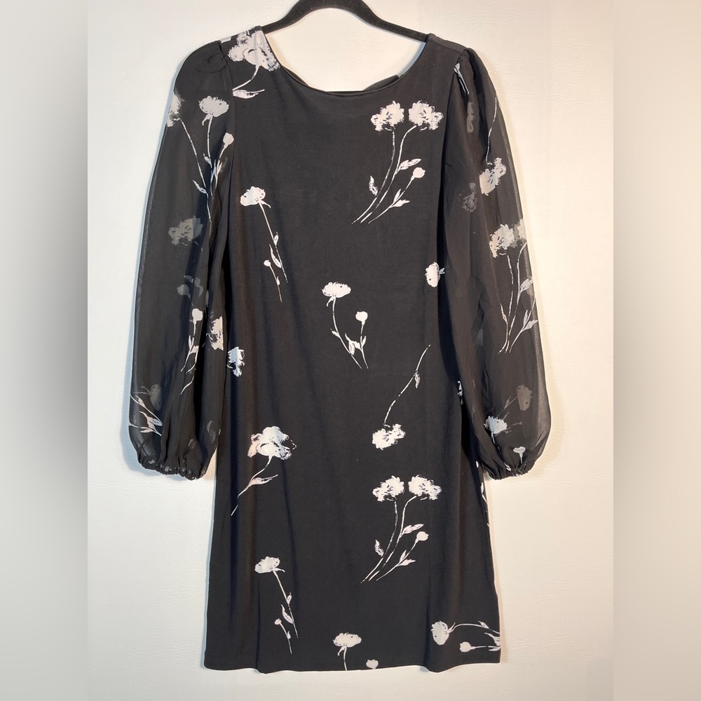 Tahari Cocktail Black Dress White Floral sz XS NWD - Picture 2 of 9